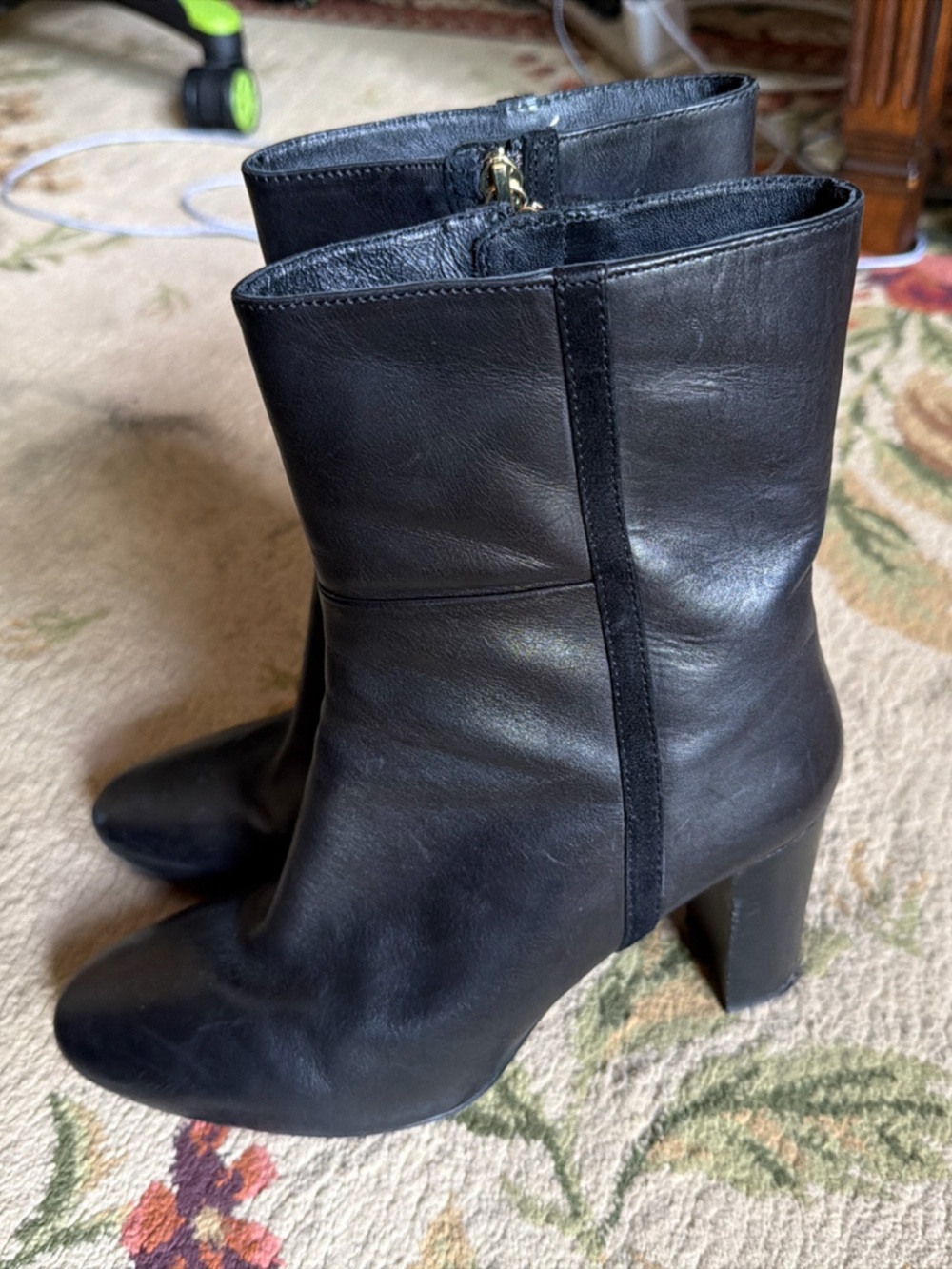 Women’s Boden Leather Block Heel Ankle Booties Size 10